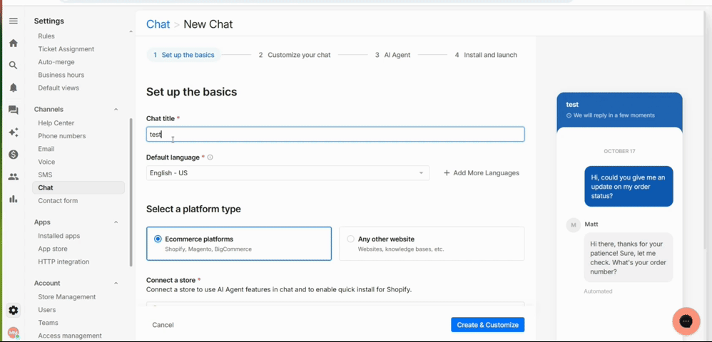 Fin AI channel integration
