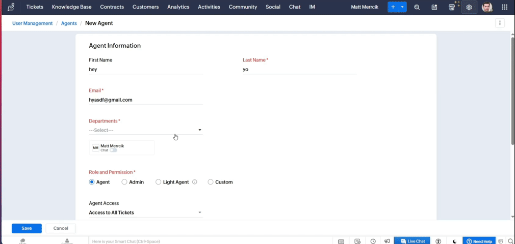 Zoho Desk interface