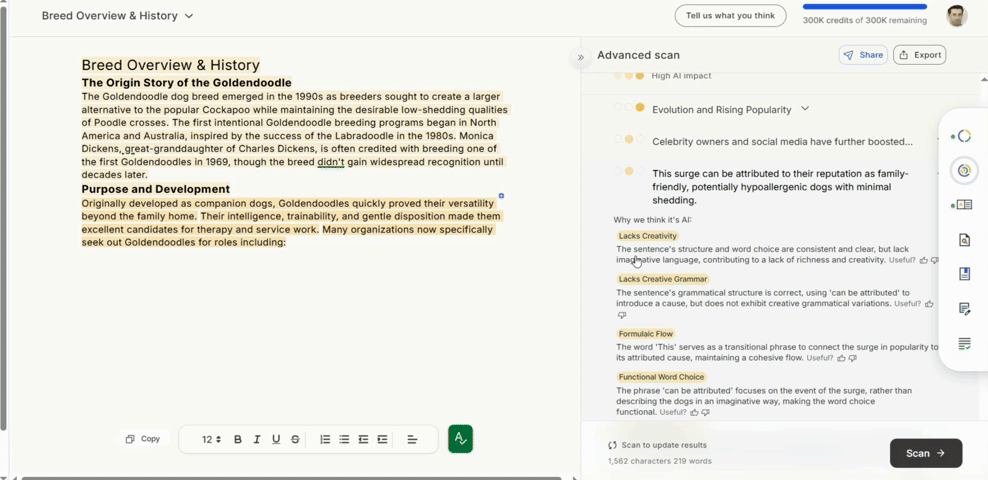 GPTZero AI essay mode