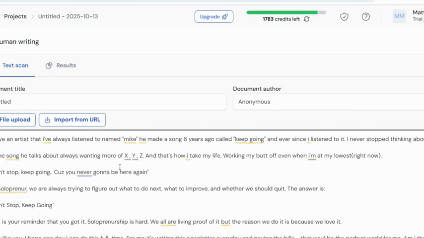 ZeroGPT newsletter detection